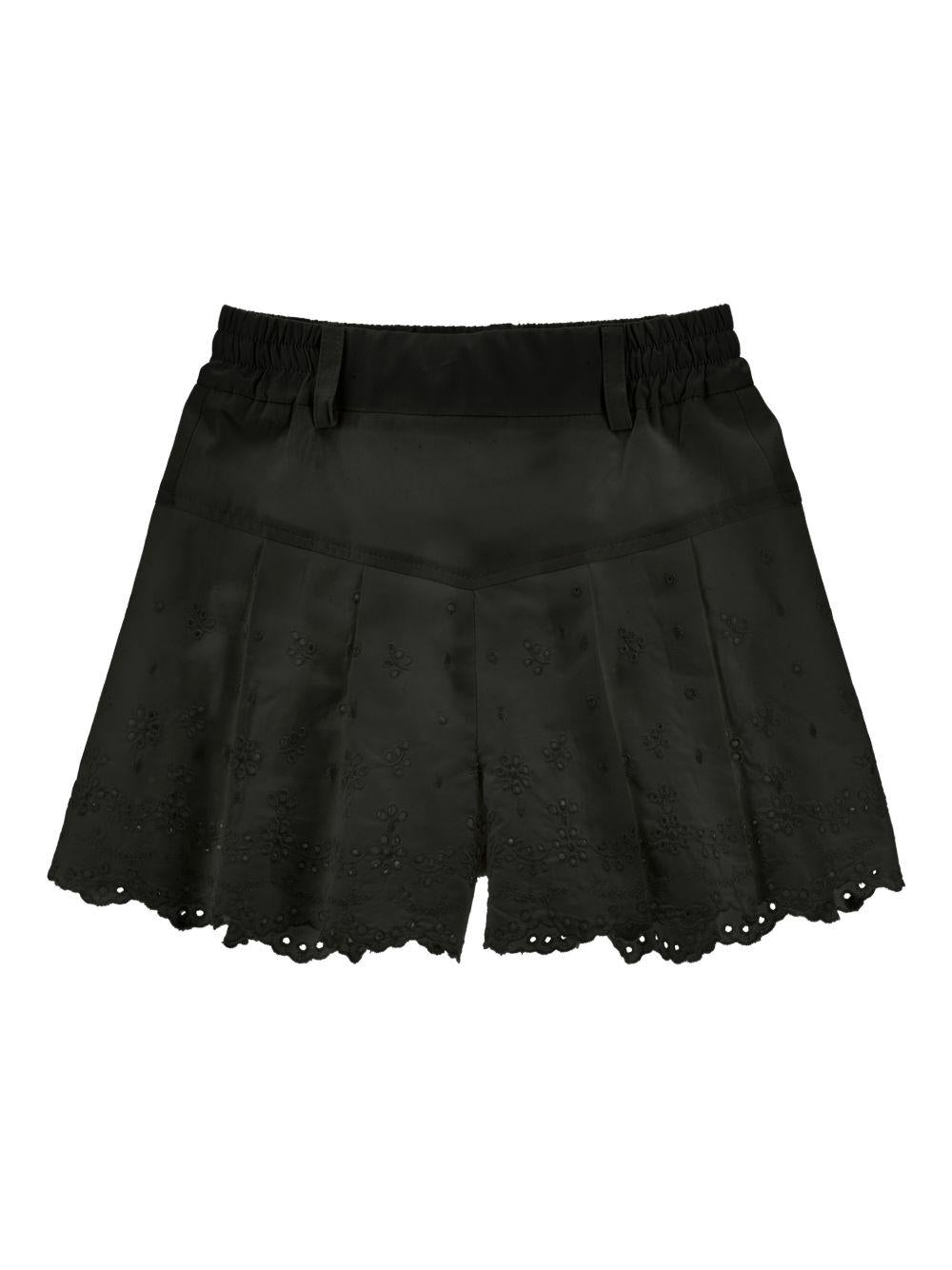Shorts per bambina Monnalisa neri con orlo a smerlo 17G407 7043 0050 MONNALISA KIDS
