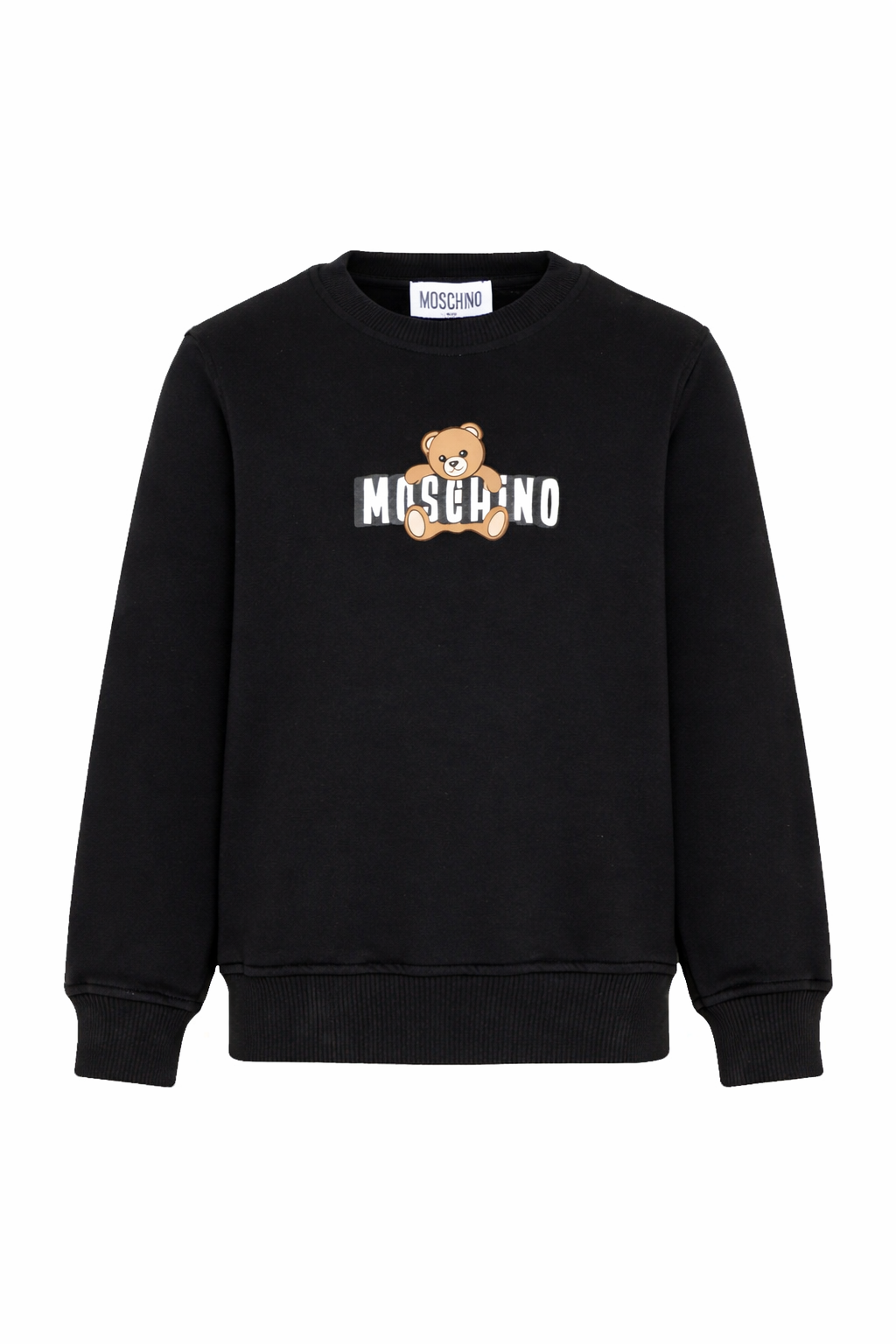 Felpa per bambini Moschino Kids nera con motivo Teddy Bear HUF09ULCA19 60100 MOSCHINO KIDS