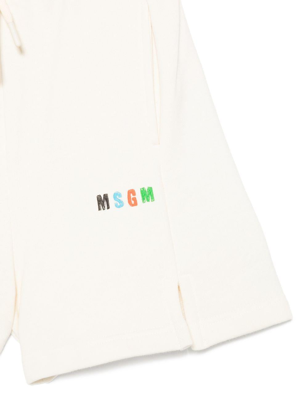 Shorts per bambino MSGM Kids bianchi con vita elasticizzata S6MSJBBE235 013 MSGM KIDS