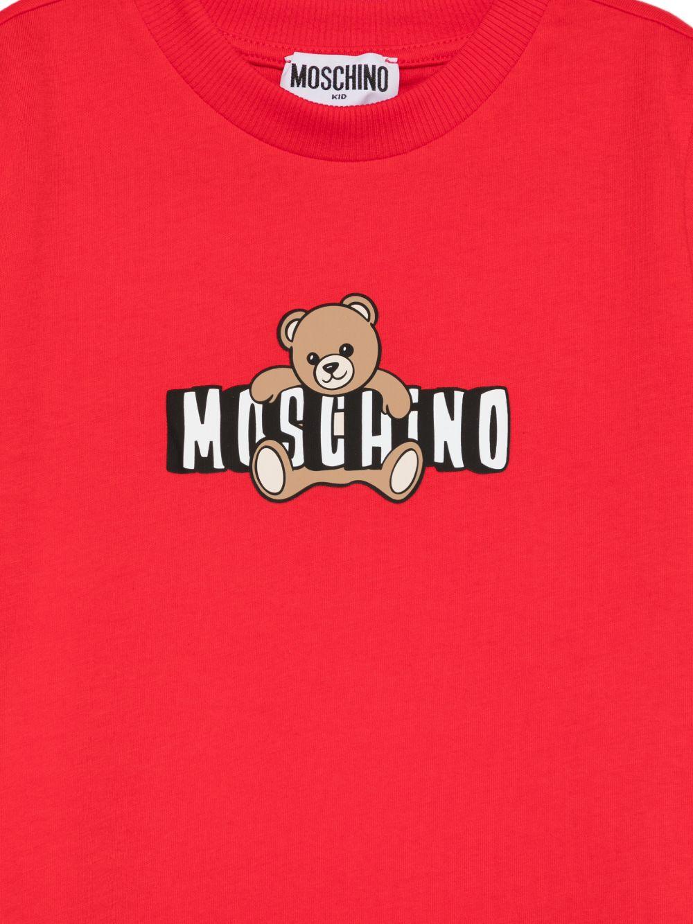 T-shirt per bambini Moschino Kids rossa con stampa grafica HZM058LAA03 50109 MOSCHINO KIDS