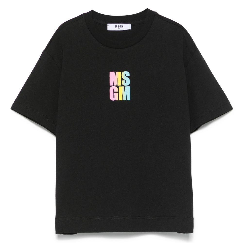 T-shirt con logo per bambina MSGM Kids nero con girocollo S5MSJGTH218 110 MSGM KIDS