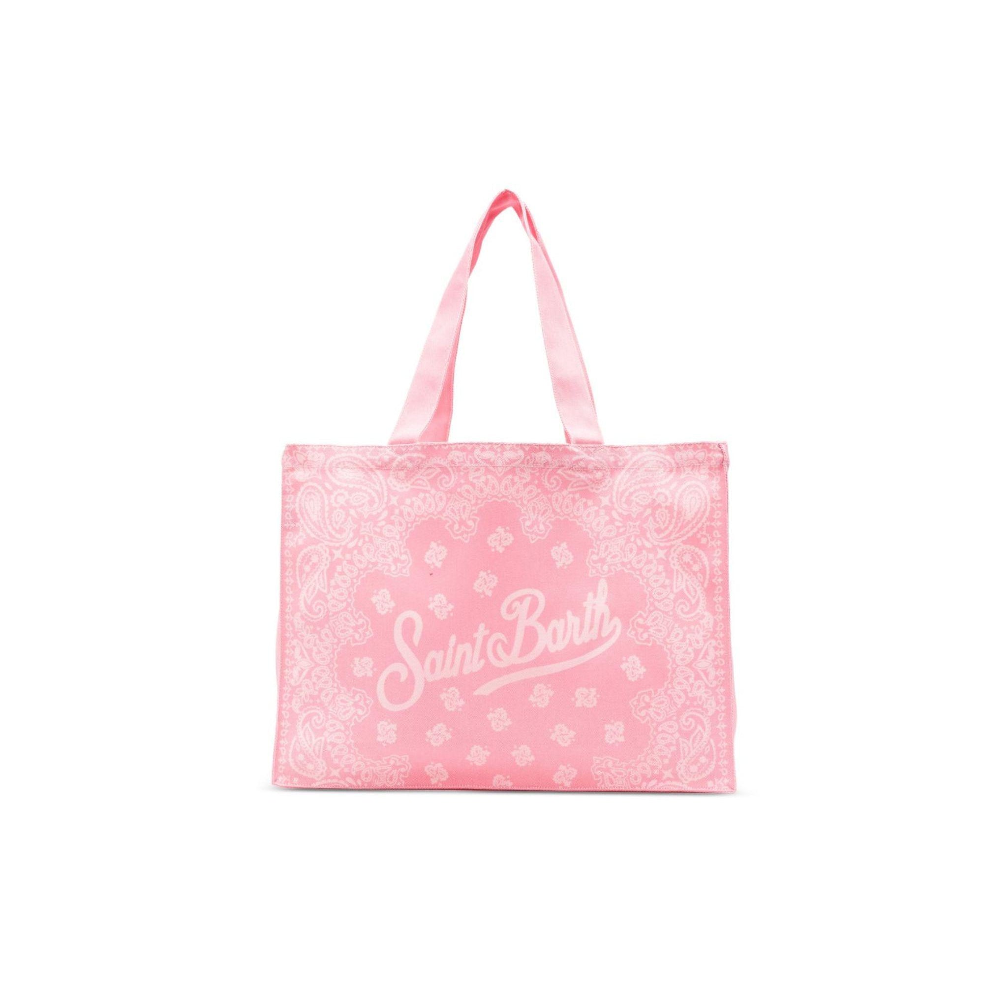 Borsa tote Essential Bag N MC2 Saint Barth rosa con stampa paisley e logo stampato EBAGN006 09194L MC2 ST. BARTH KIDS