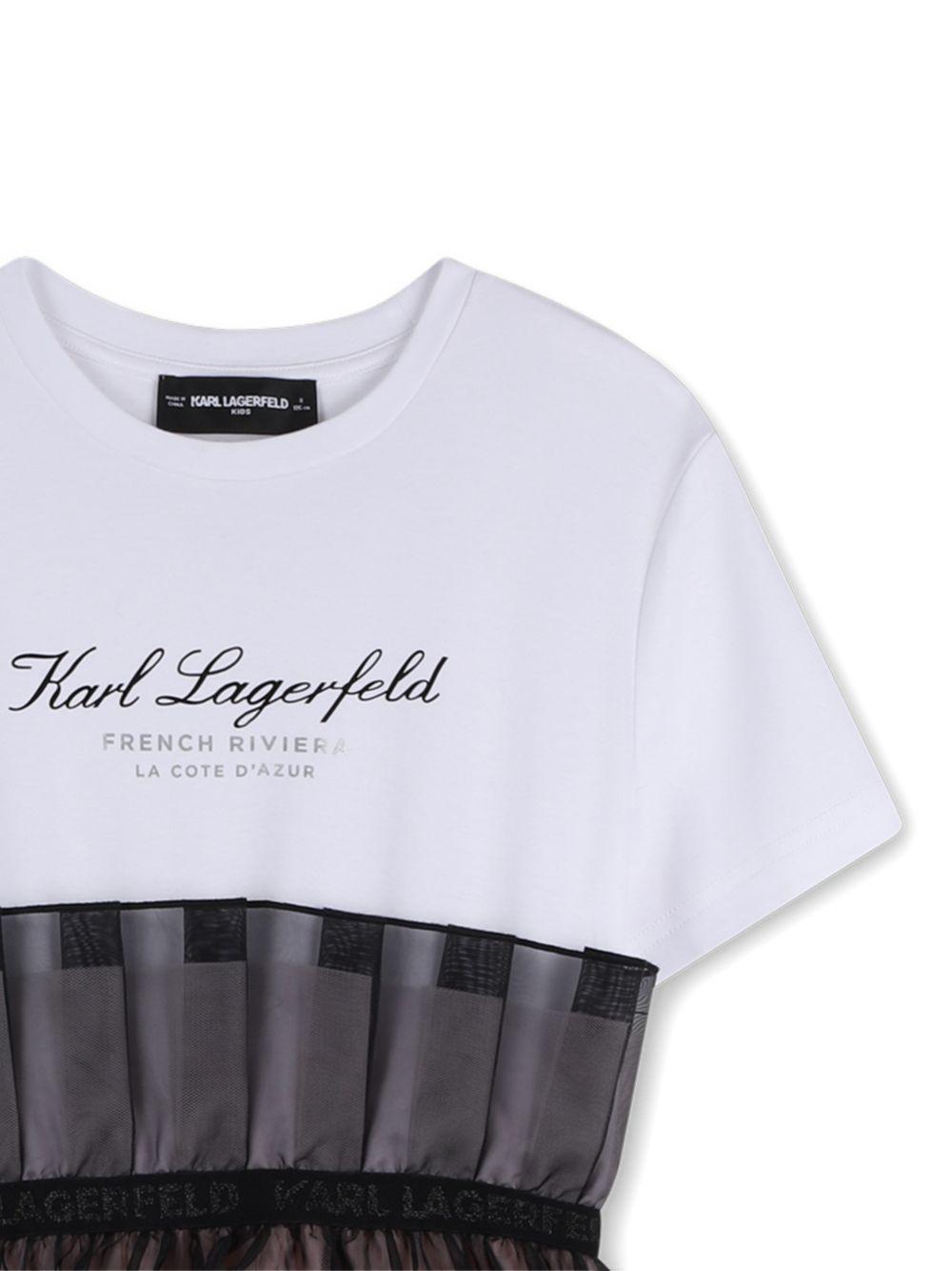 Abito per bambina Karl Lagerfeld Kids bianco e nero con gonna a strati Z31140 N54 KARL LAGERFELD KIDS