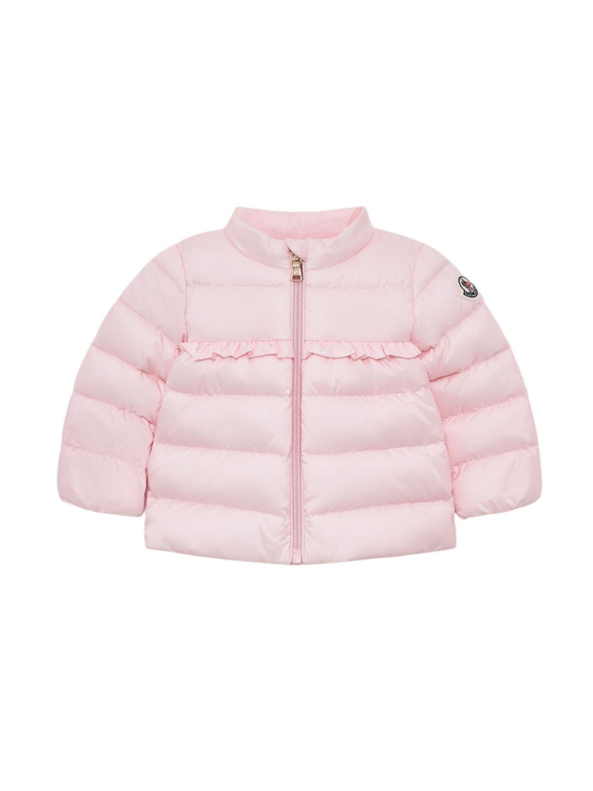 Piumino Nazife per neonata Moncler Enfant rosa con finiture con ruches L19511A00008597YF 503 MONCLER KIDS