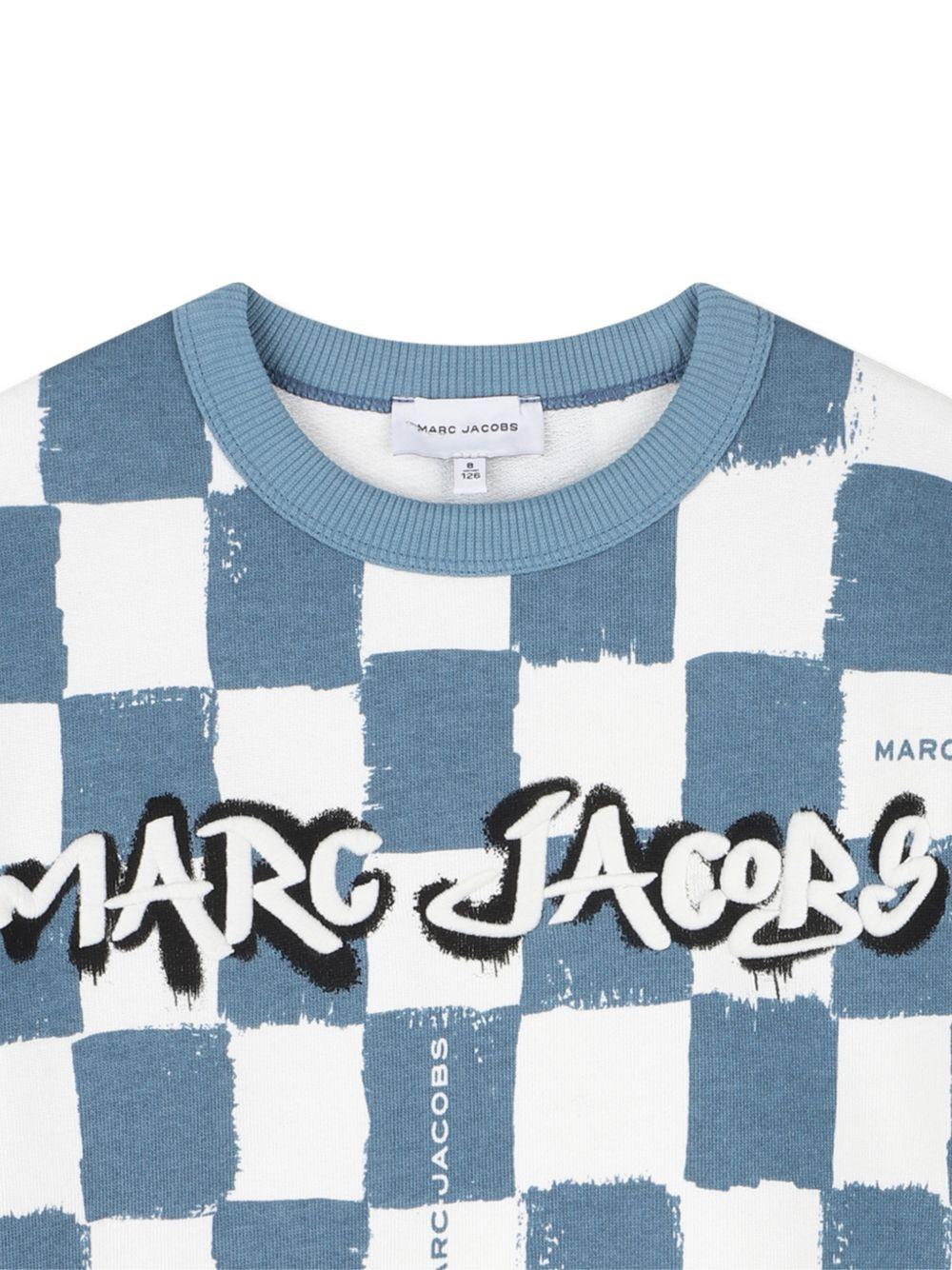 Felpa per bambino The Marc jacobs Kids azzurro con stampa a scacchi W60773 80B THE MARC JACOBS KIDS
