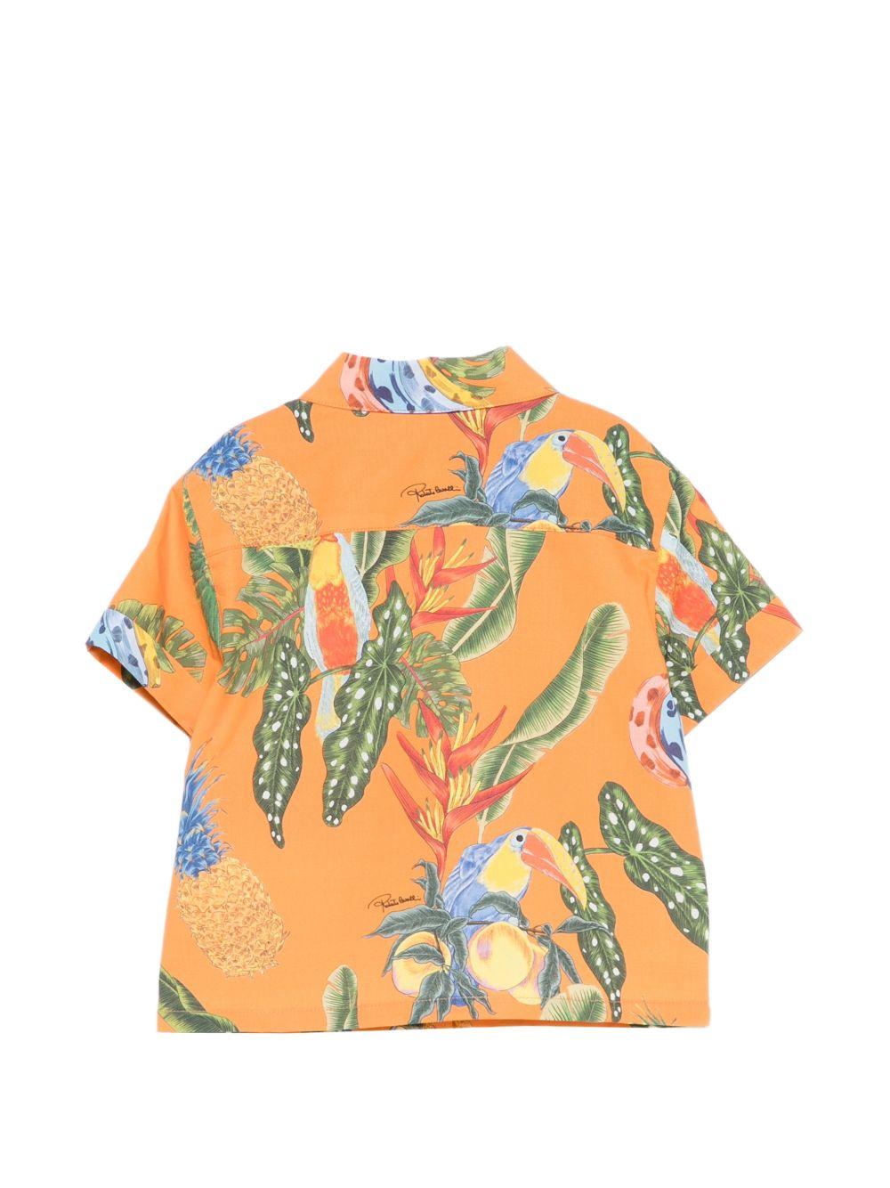 Camicia per neonato Roberto Cavalli Kids arancione con stampa tropicale CIP26089CA TR. ORANGE ROBERTO CAVALLI KIDS