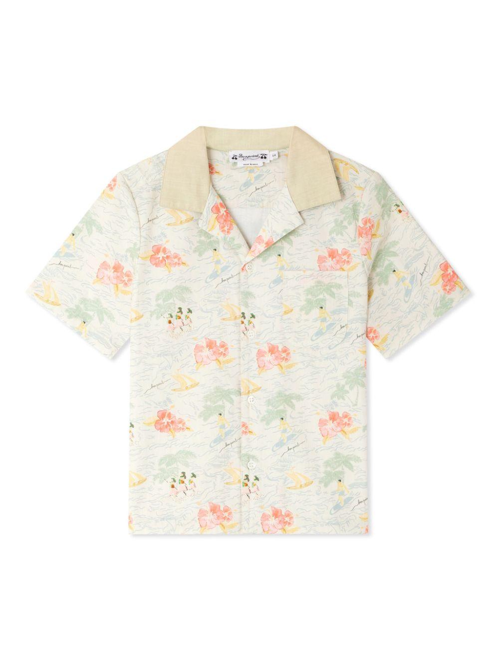Camicia Steve per bambino Bonpoint beige con tasca sul petto C05BSHW00002 512 BONPOINT
