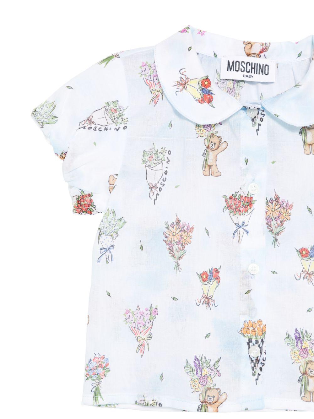Salopette per neonata Moschino Kids azzurra con camicetta MDG01NL0E33 83281 MOSCHINO KIDS
