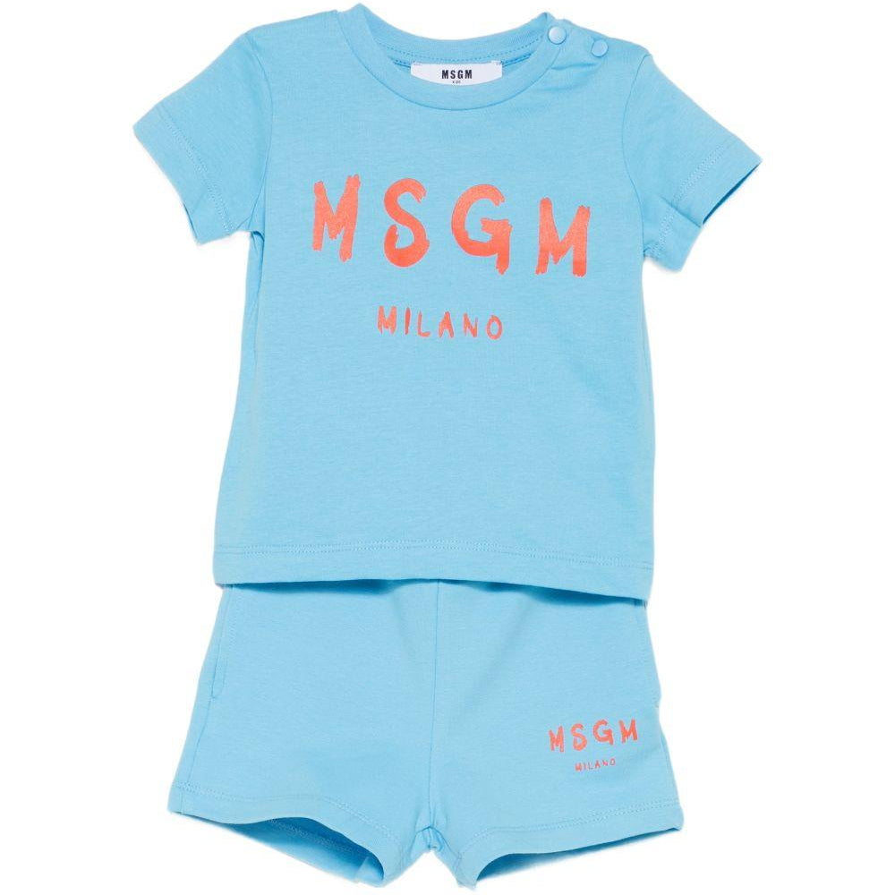 Completo per neonato MSGM Kids azzurro con stampa logo a contrasto S6MSUNTR264 MS073 MSGM KIDS
