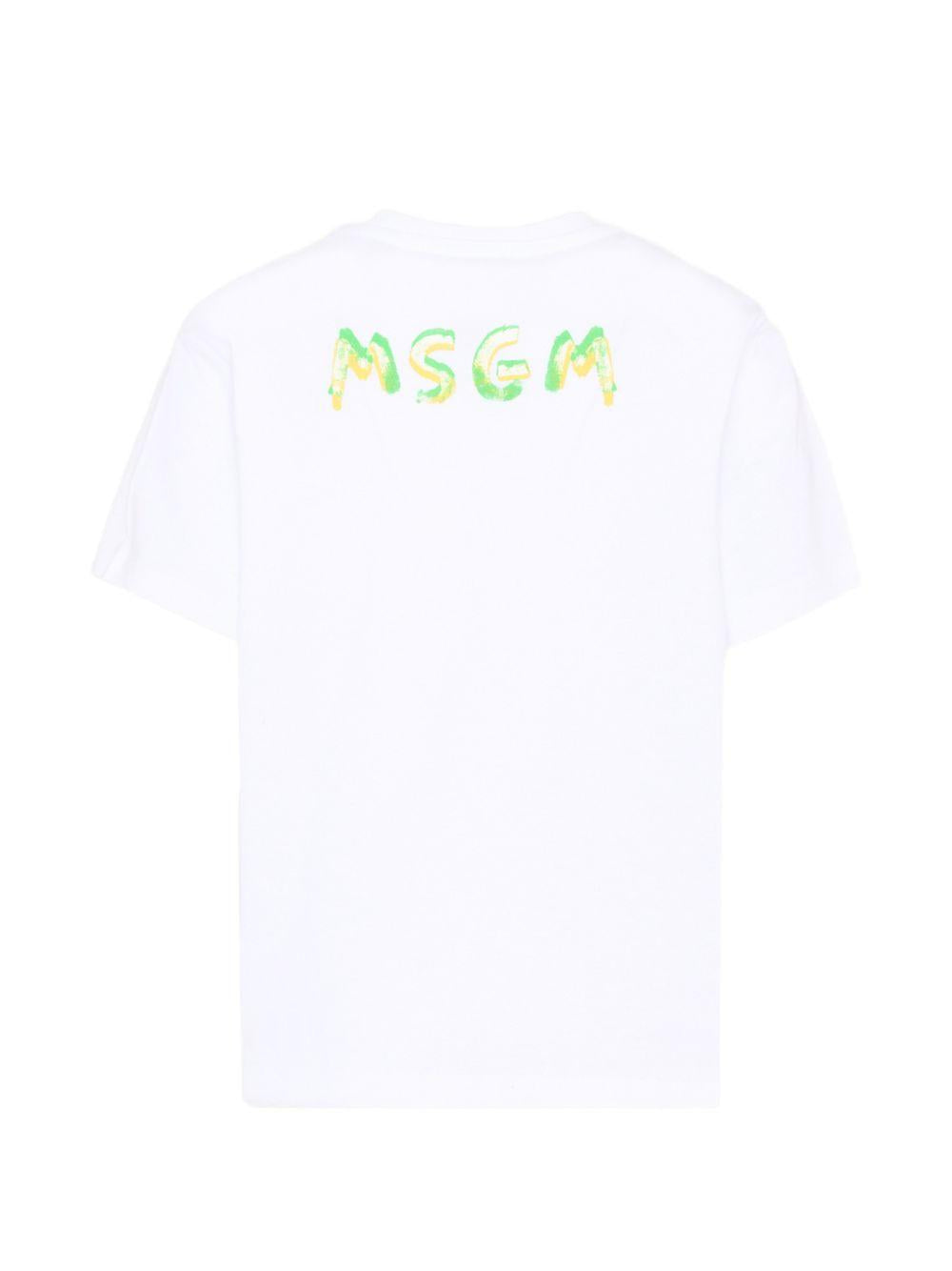 T-shirt per bambino MSGM Kids bianca con stampa logo S6MSJUTH003 001 MSGM KIDS