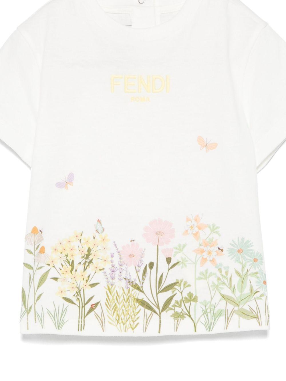 T-shirt per neonata Fendi Kids bianco con logo BFI168 7AJ F0TU9 FENDI KIDS