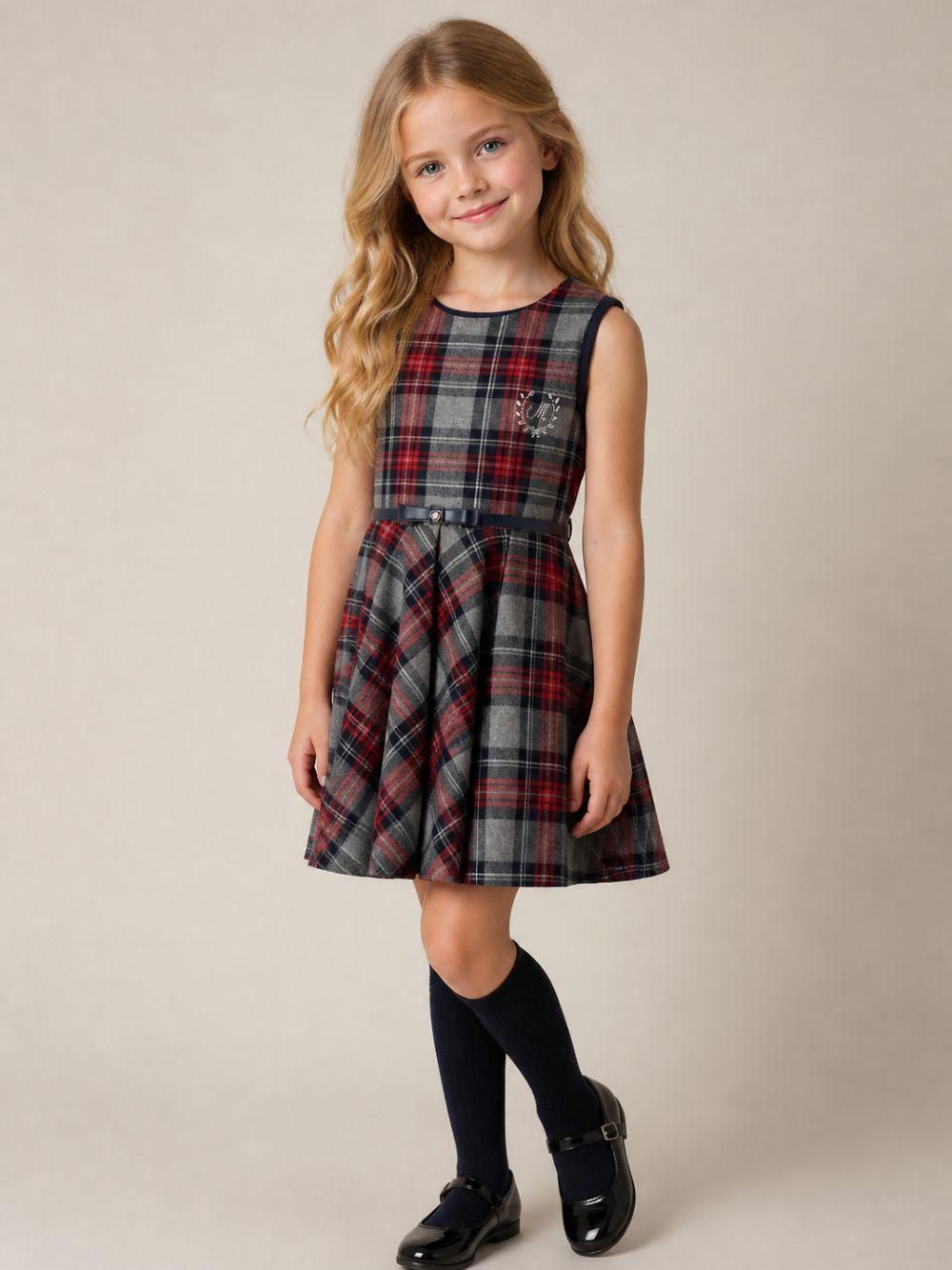 Abito per bambina Monnalisa Kids multicolore con motivo tartan 18HSCA 8321 3156 MONNALISA KIDS