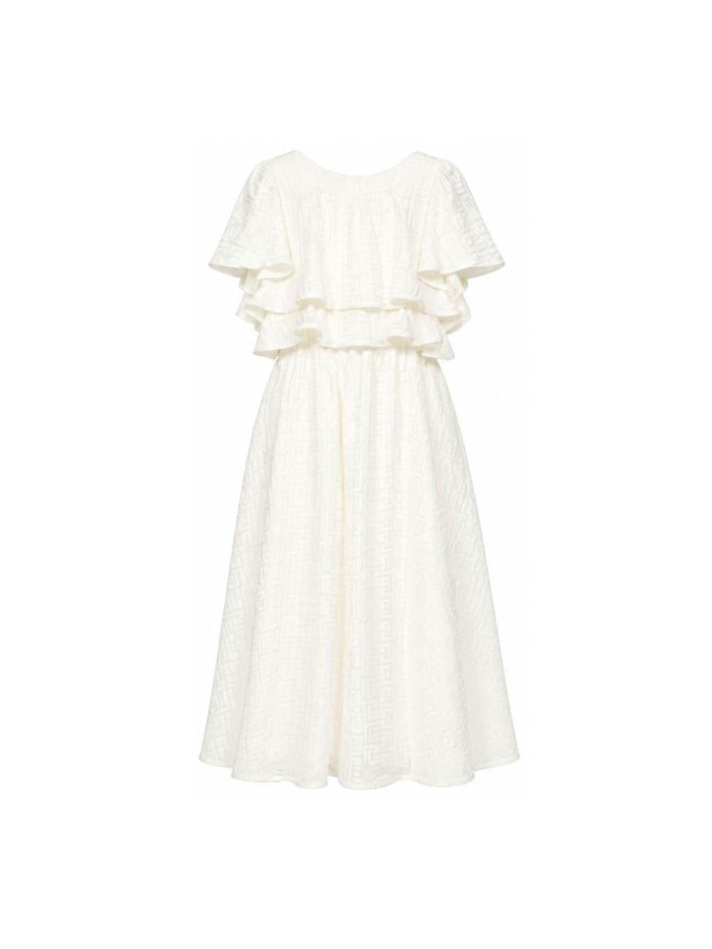 Abito per bambina Balmain Kids bianco con ruches BY1D11 S0192 102 BALMAIN KIDS