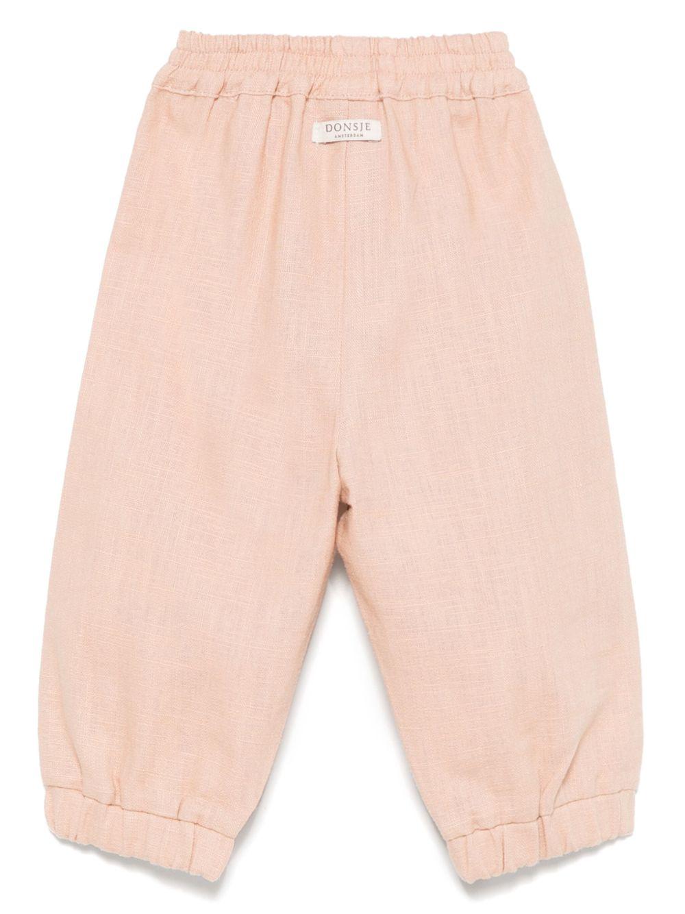 Pantaloni per neonata Donsje Anje rosa con applicazione a fiori 3035801 00108 DONSJE