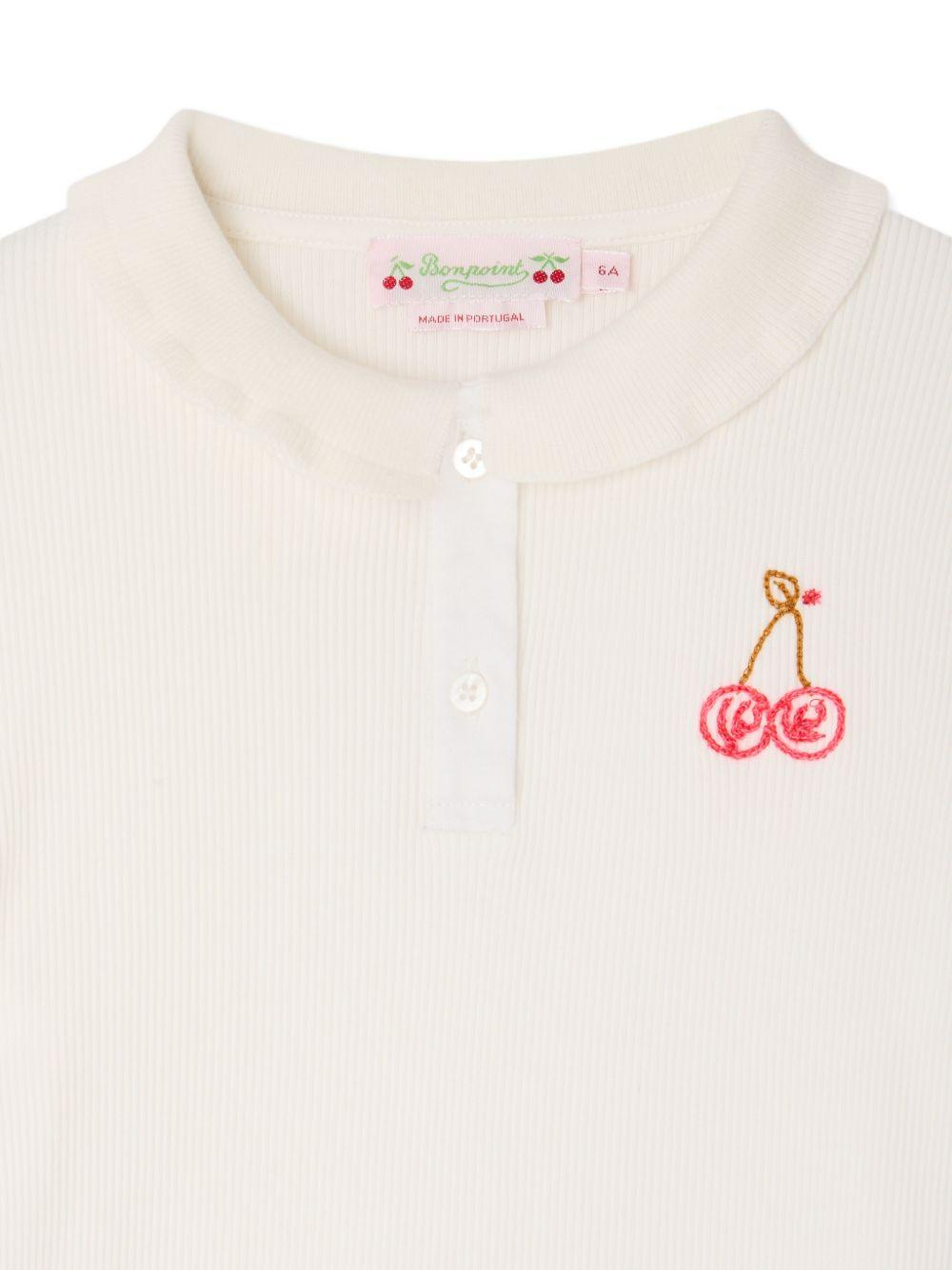 T-shirt per bambina Bonpoint bianco latte con motivo ricamato S06GTSK00018 102 BONPOINT KIDS