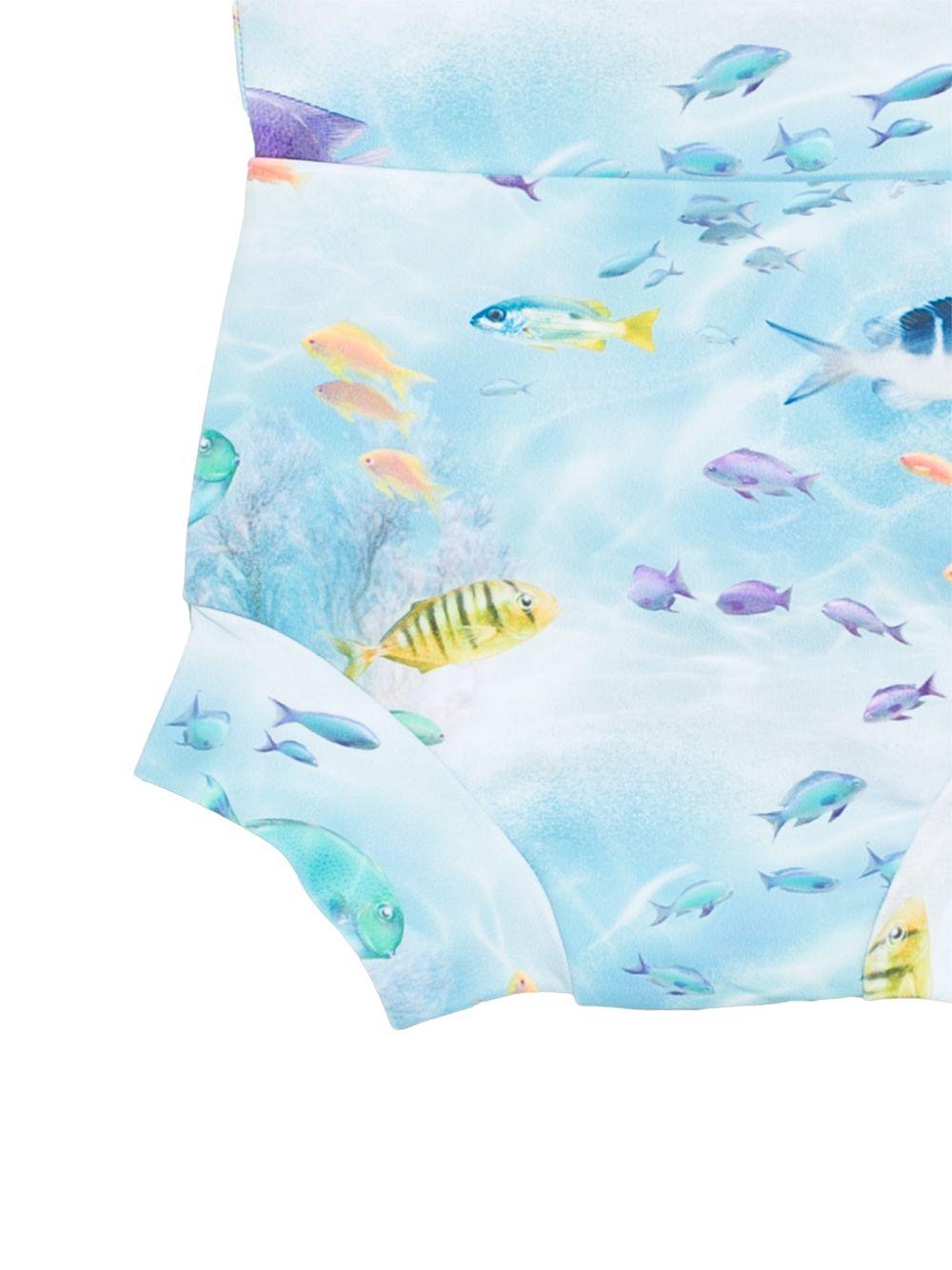 Costume da bagno per neonato Molo azzurri con stampa pesci 8S26P307 9533 MOLO