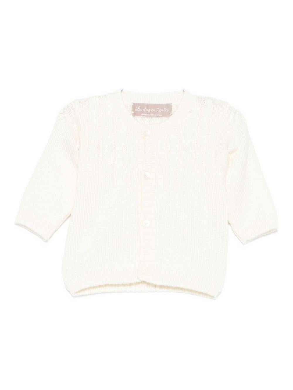 Cardigan per neonato La Stupenderia bianco con trama a coste 1WCCR23 802 LA STUPENDERIA