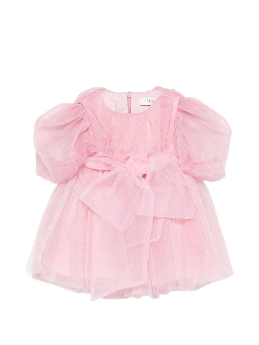 Abito per neonata Alapage rosa con maniche a sbuffo AL54 ROSA A'LAPAGE KIDS