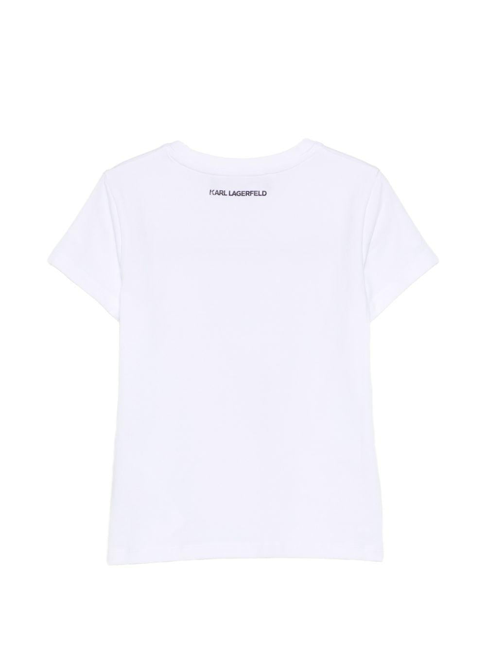 T-shirt per bambina Karl Lagerfeld Kids bianca con dettaglio grafico Z31160 10P KARL LAGERFELD KIDS