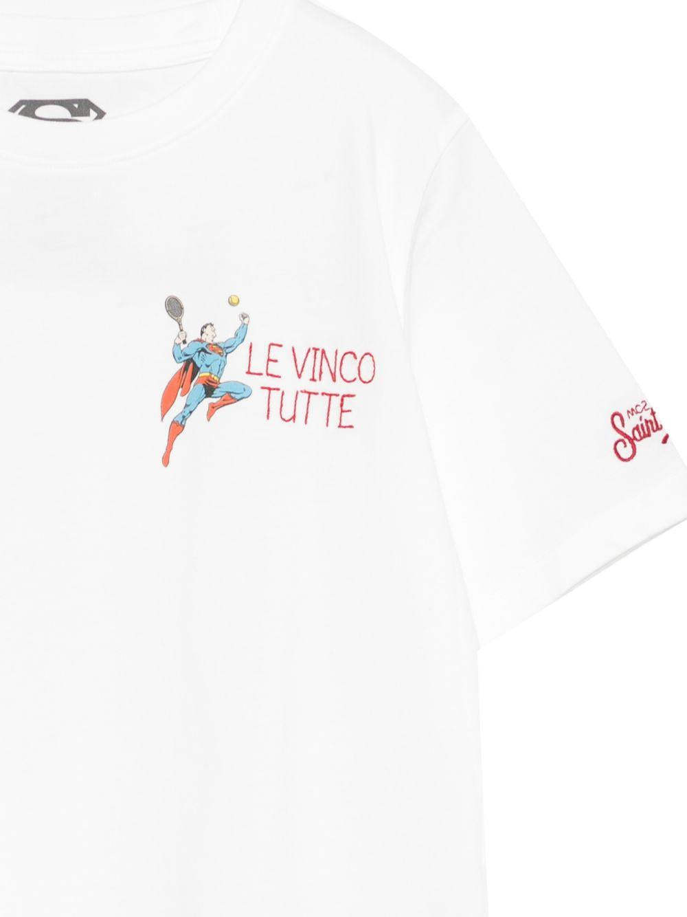 T-shirt per bambino MC2 Saint Barth Kids bianca con motivo SuperMan POT0002 00841L MC2 ST. BARTH KIDS