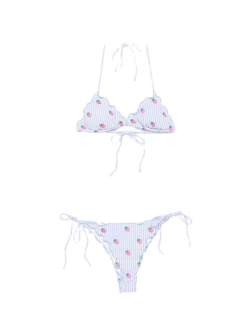 Bikini da donna MC2 Saint Barth azzurro con motivo a righe SAGI001 00693L MC2 ST. BARTH