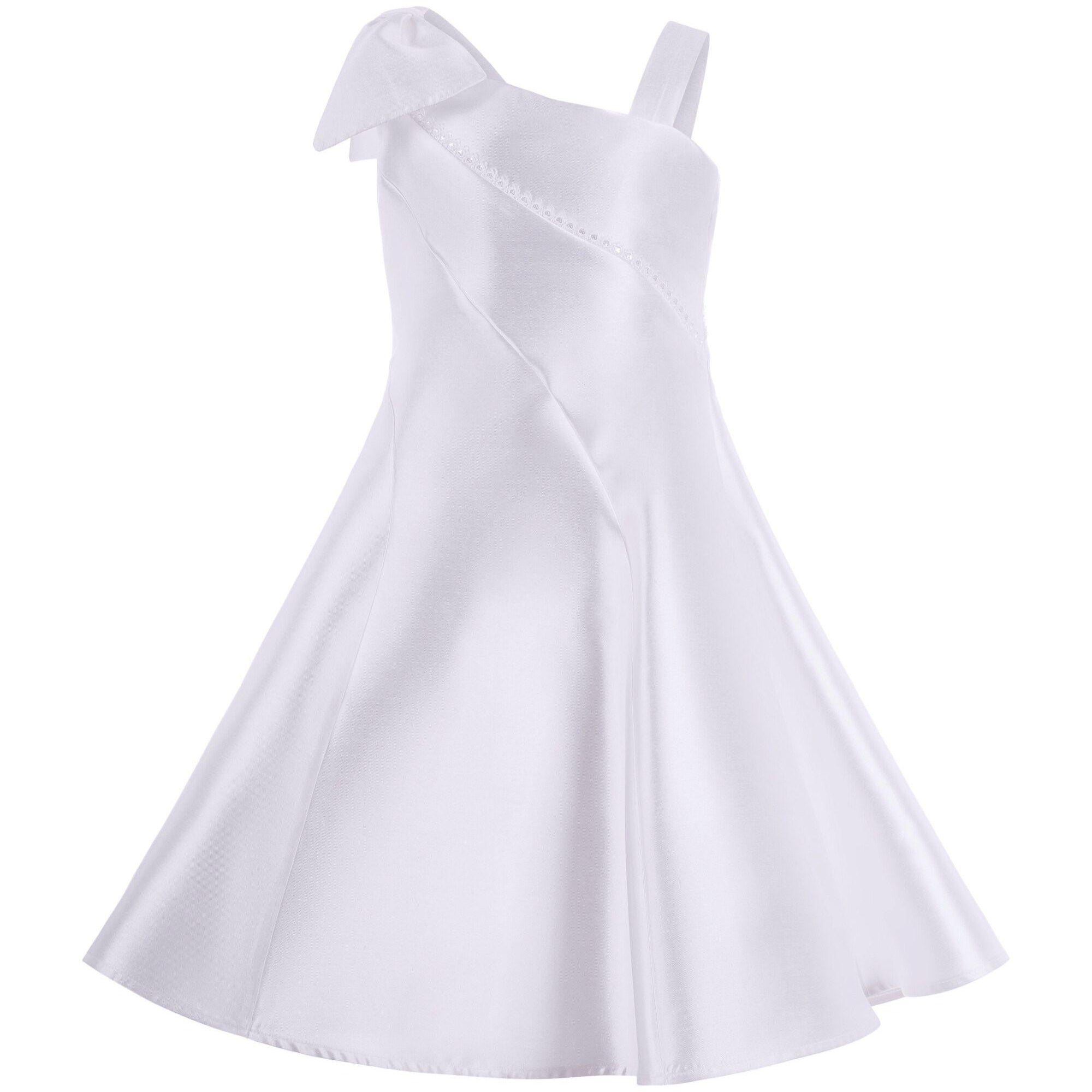 Abito per bambina Monnalisa bianco monospalla con fiocco 71G901 7304 0001 MONNALISA KIDS