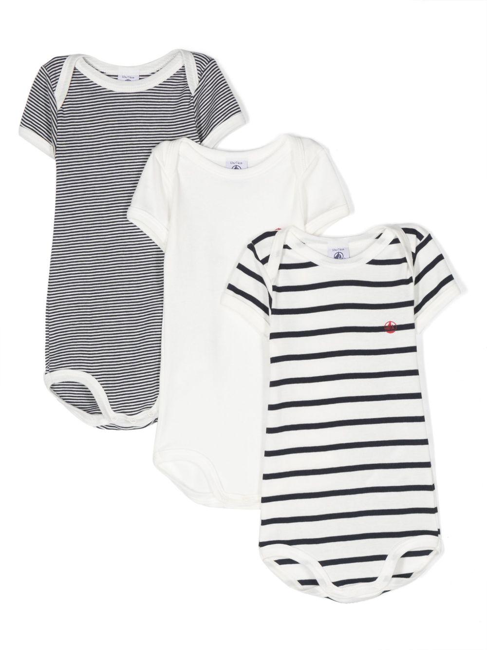 Set di tre tutine per neonati Petit Bateau multicolore con fantasie diverse A01TC 00 PETIT BATEAU KIDS