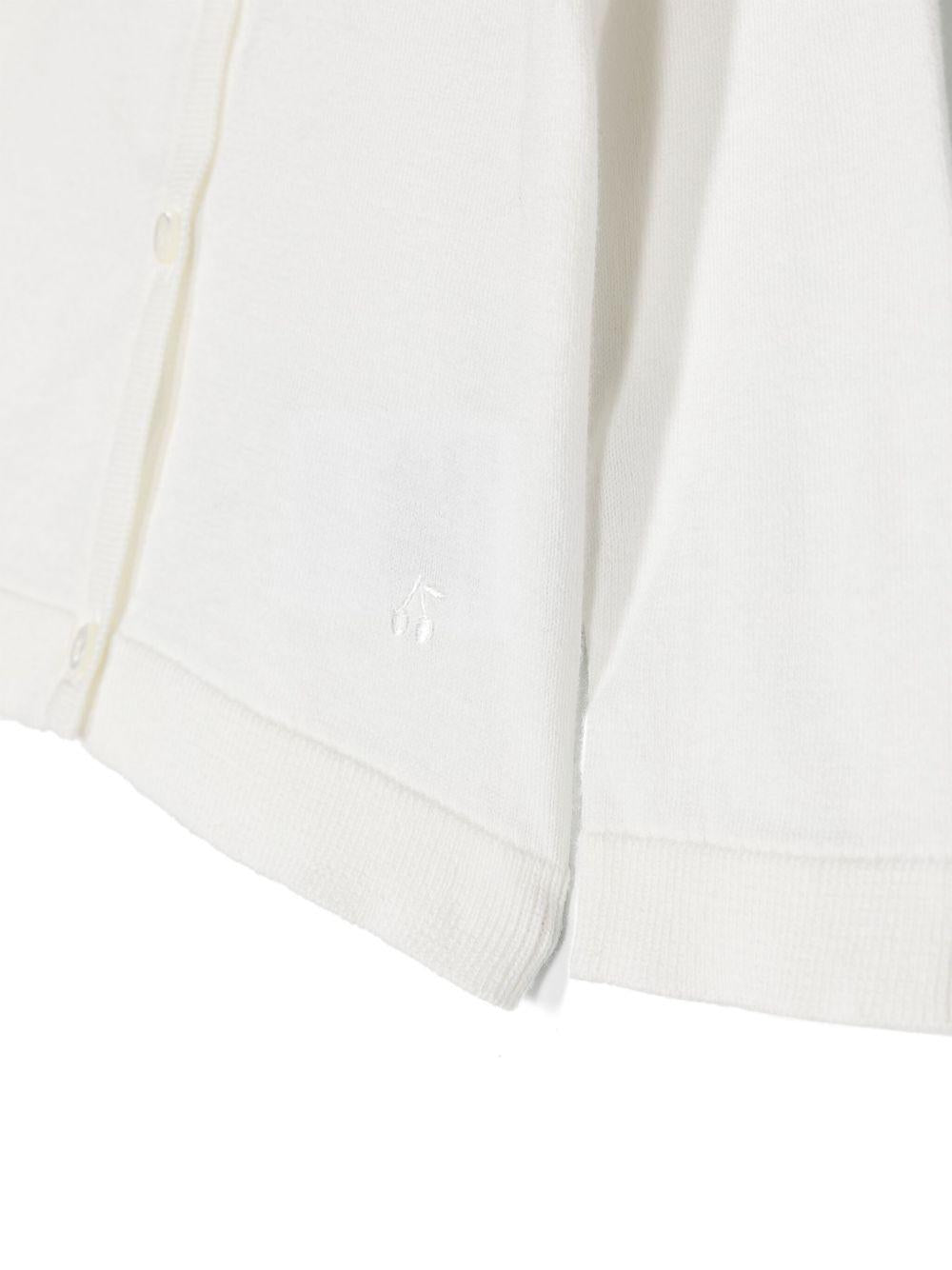 Cardigan per neonata Bonpoint bianco con logo ricamato PEBDA2557CA 102 BONPOINT