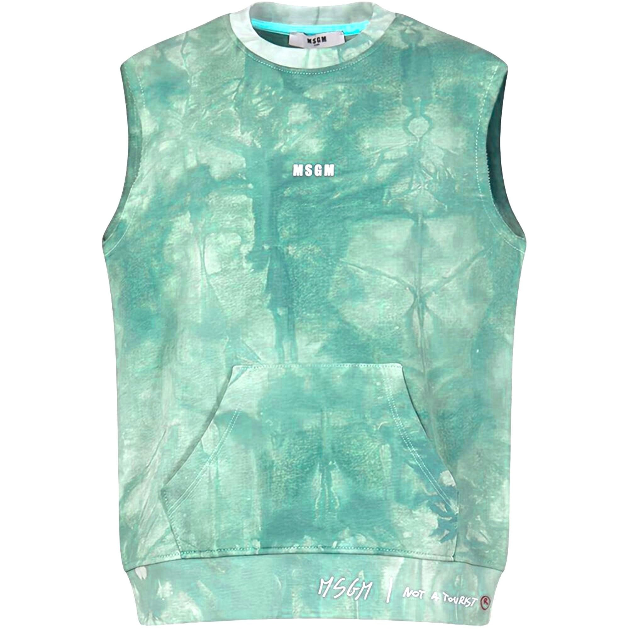 Top per bambina MSGM Kids verde con fantasia tie dye S6MSJBSW244 089 MSGM KIDS