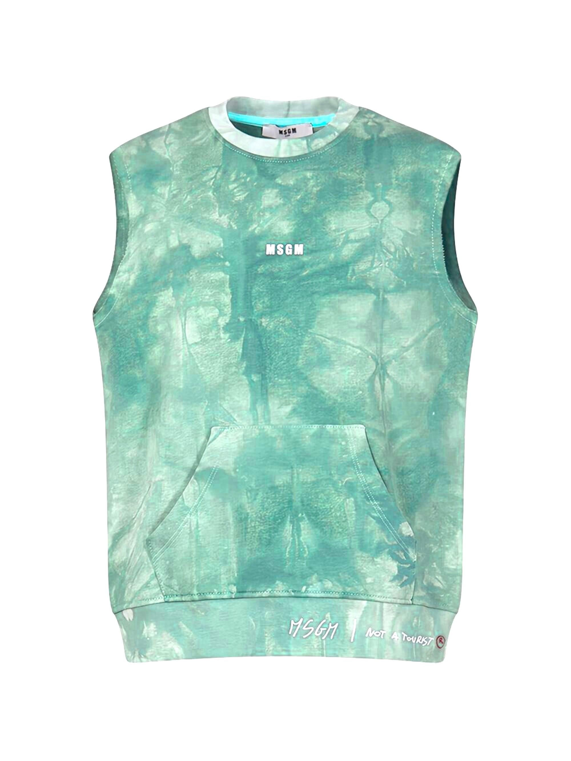 Top per bambina MSGM Kids verde con fantasia tie dye S6MSJBSW244 089 MSGM KIDS