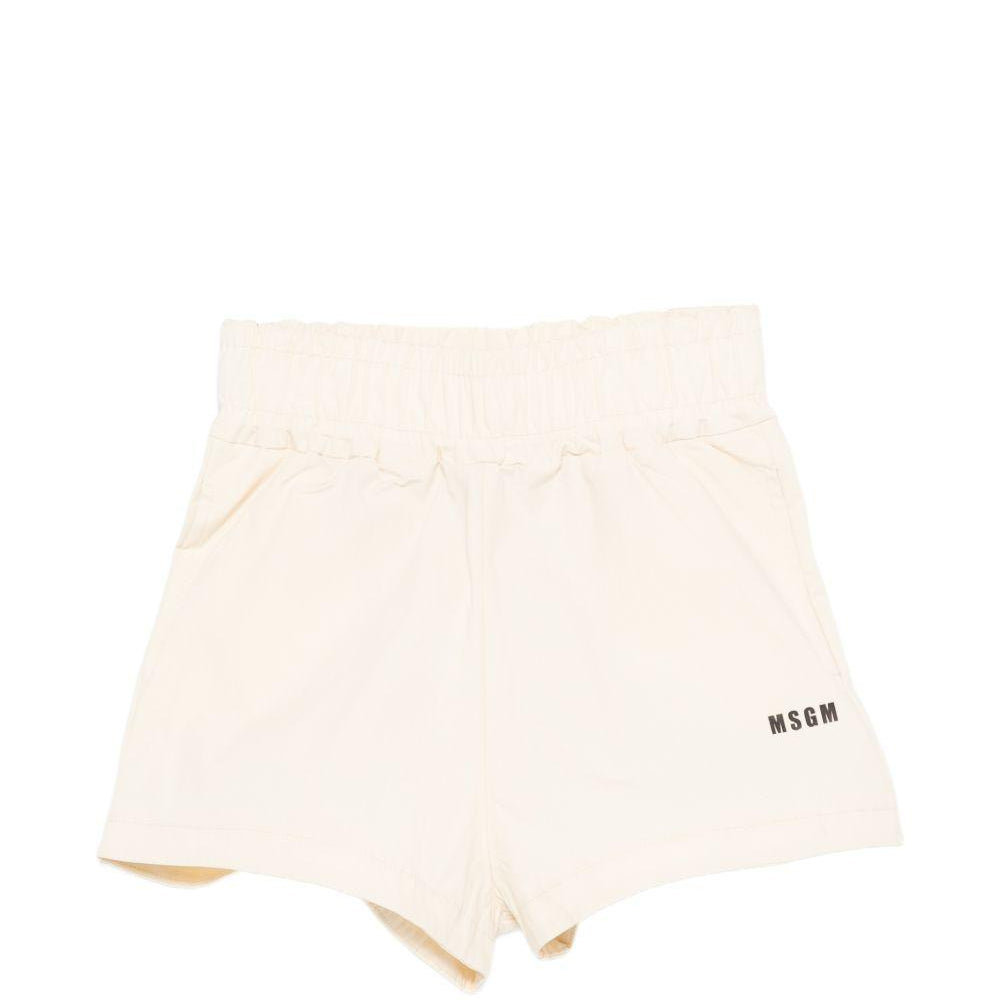 Shorts per bambina MSGM Kids bianchi con vita arricciata S6MSJGSH164 002 MSGM KIDS