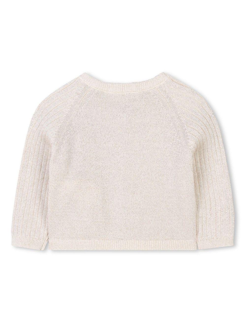 Cardigan con maniche raglan per neonata Michael Kors Kids beige con orlo dritto R30315 Z99 MICHAEL KORS KIDS
