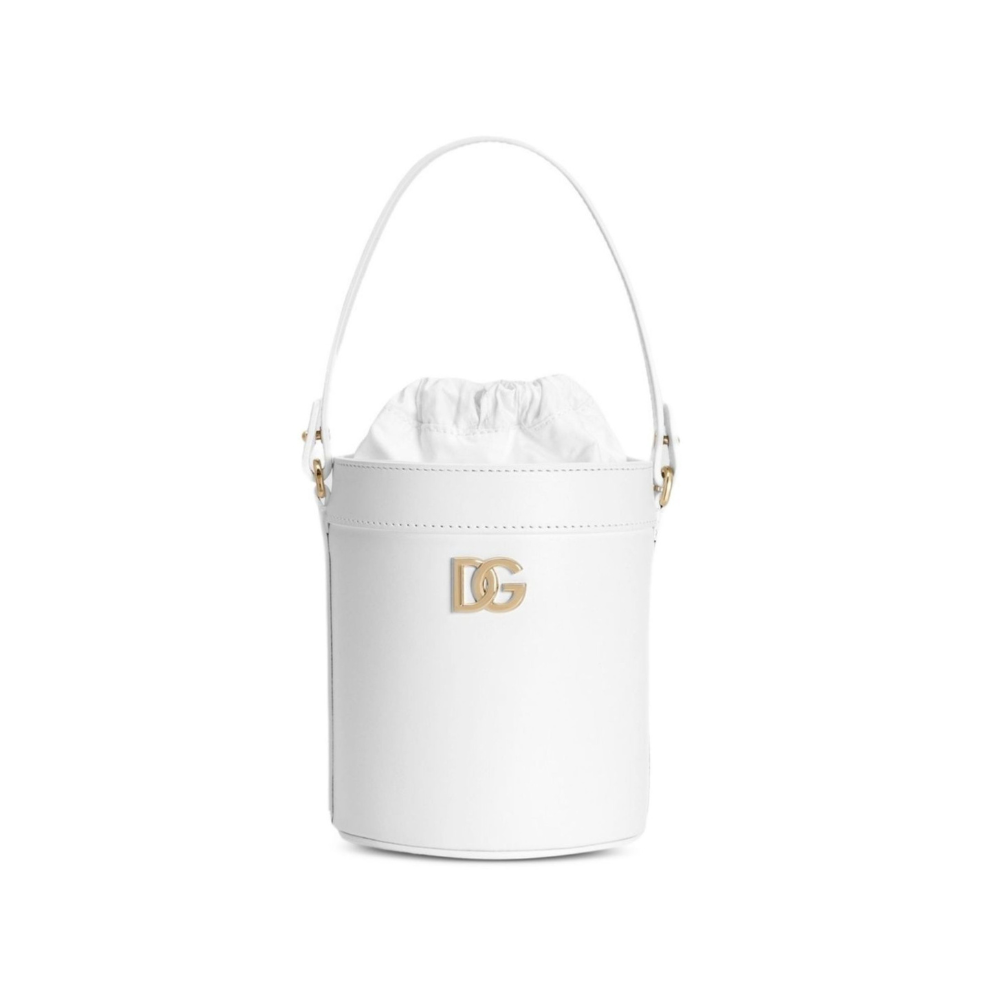 Borsa a secchiello per bambina Dolce & Gabbana Kids bianca con logo dorato EB0266 A1065 80001 DOLCE & GABBANA KIDS