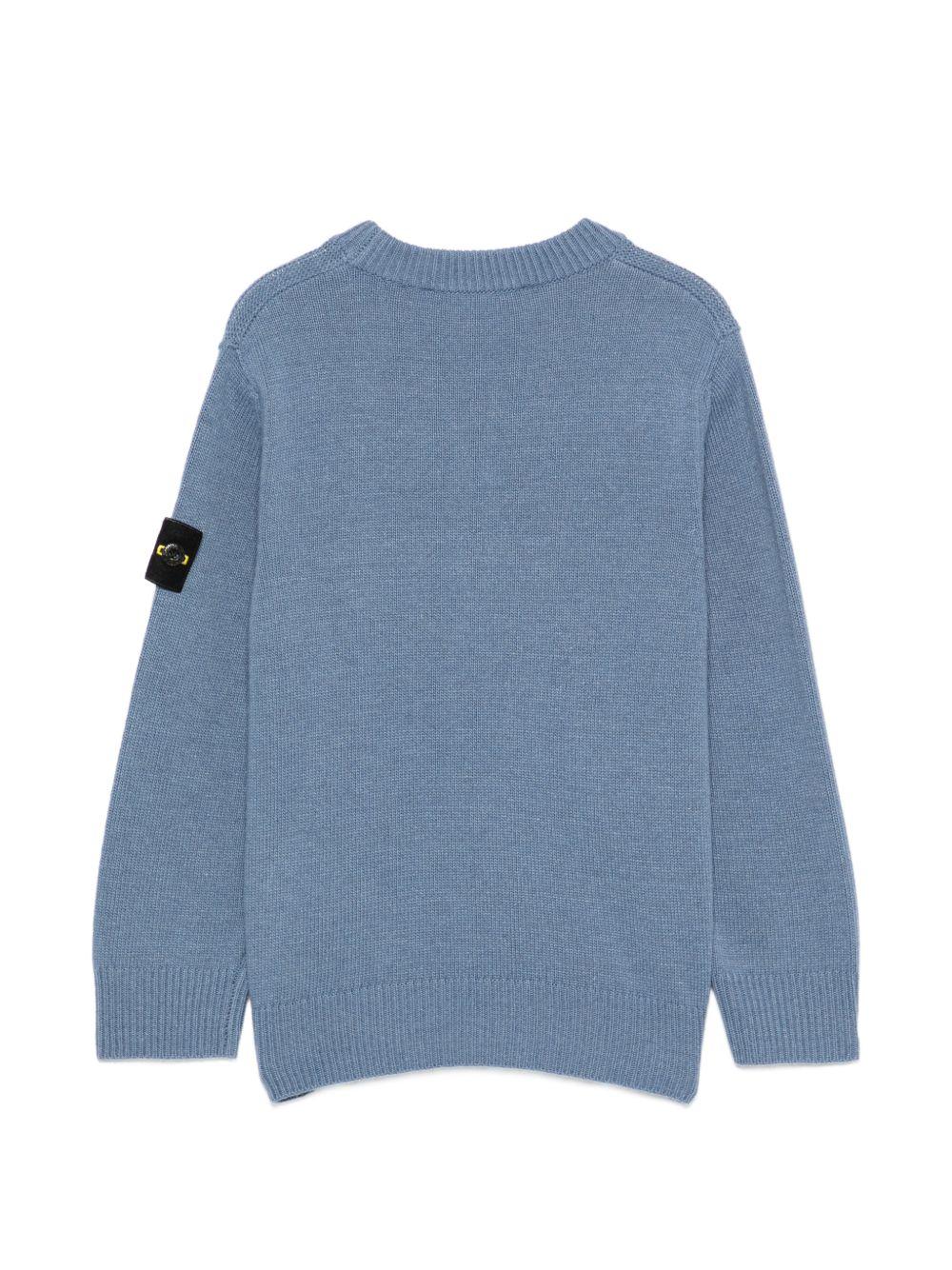 Maglione per bambino Stone Island Kids azzurro con orlo e polsini a coste L2S165100002S00M1 V004B STONE ISLAND KIDS