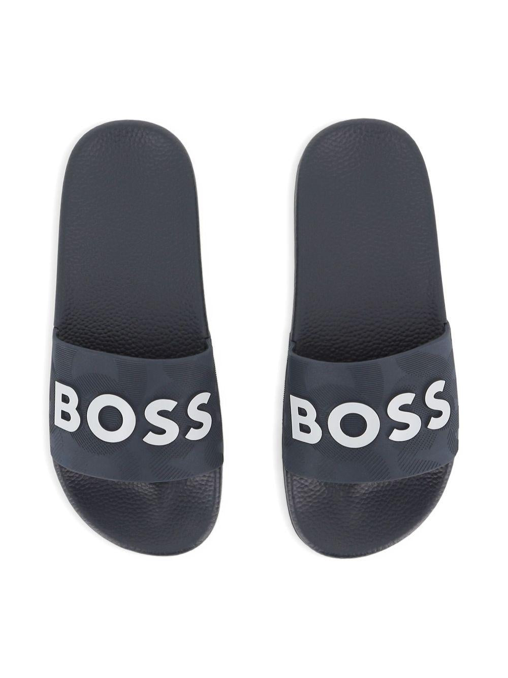 Ciabatte per bambino Boss Kids blu con logo in rilievo J52669 849 BOSS KIDS