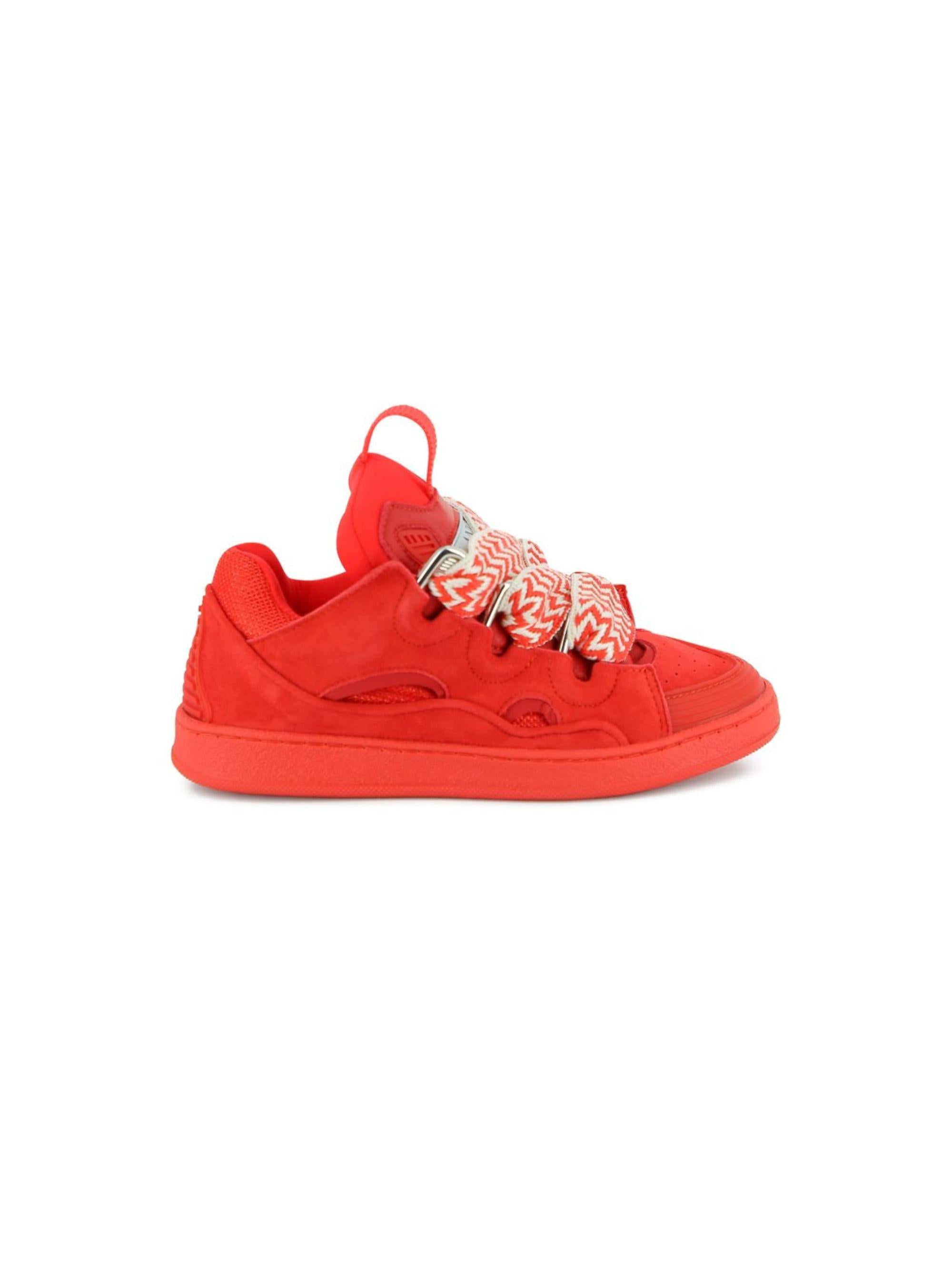 Sneakers per bambino Lanvin Enfant rosse con lacci a zigzag N30358 998 LANVIN KIDS