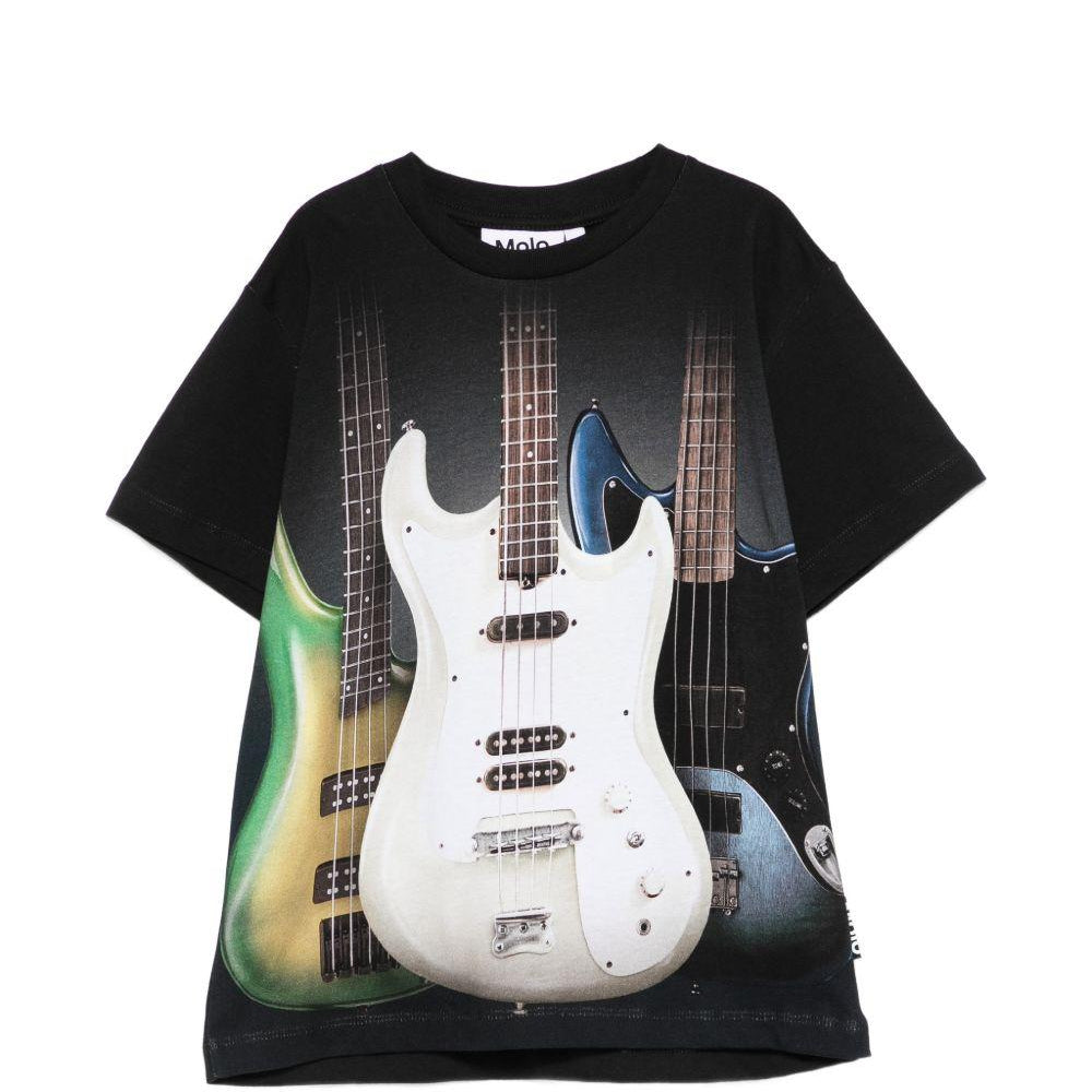 T-shirt Riley per bambino Molo nera con stampa grafica 1S26A206 9846 MOLO KIDS