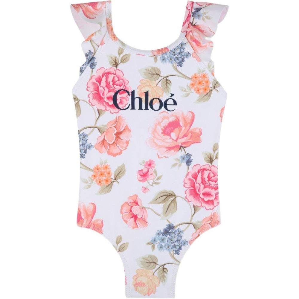 Costume per bambina Chloè Kids bianco con stampa a fiori C20915 S95 FLOWER CHLOE' KIDS