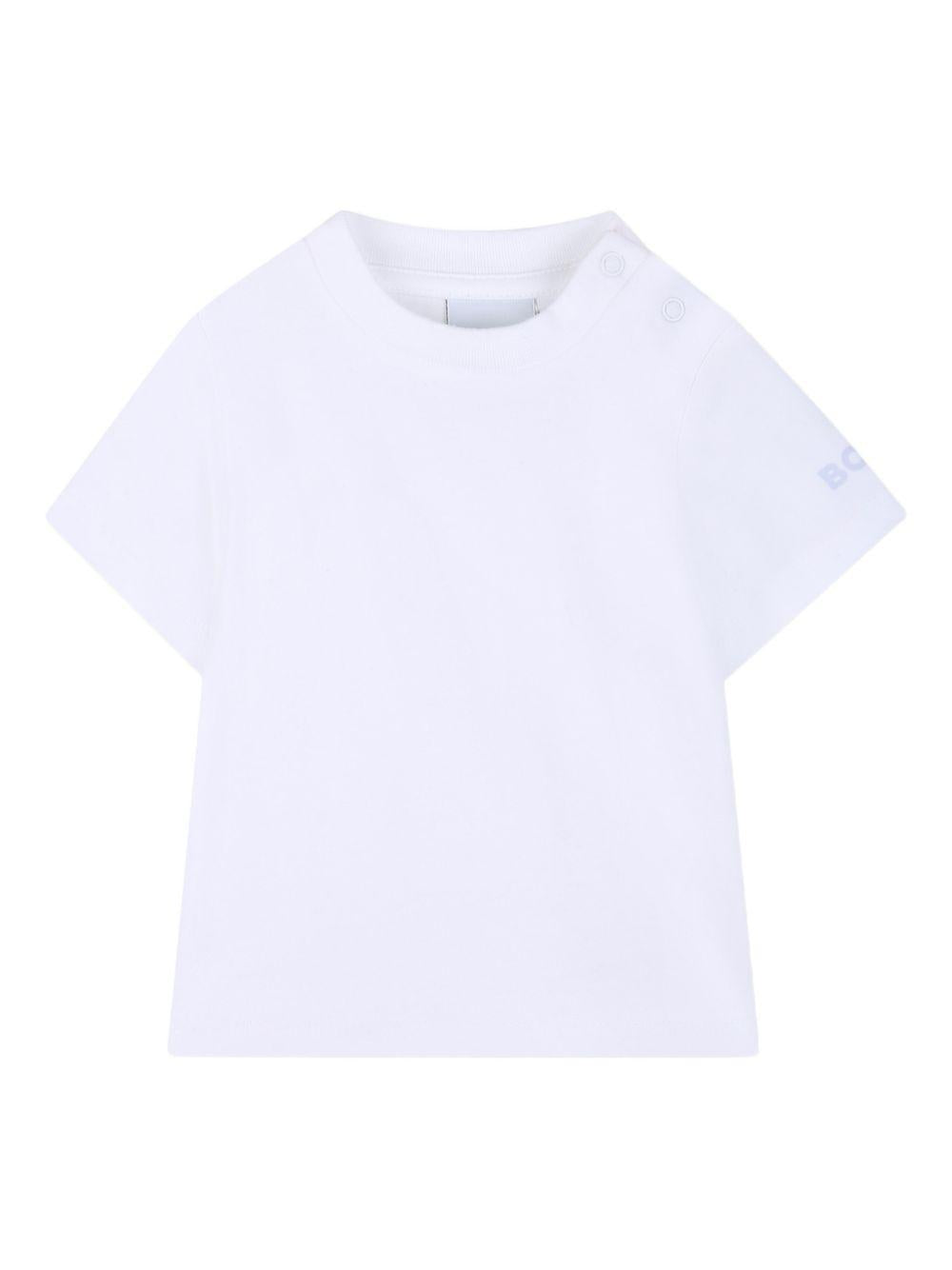 Set t-shirt e salopette per neonato Boss Kids multicolore con design a righe J53038 771 BOSS KIDS