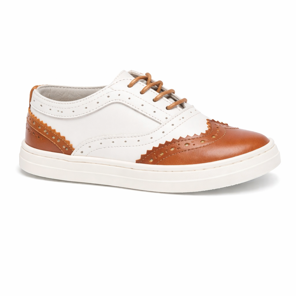 Brogues in pelle per bambino BabyWalker bianco con dettaglio traforato PB5275 WHITE/CAMEL BABYWALKER KIDS