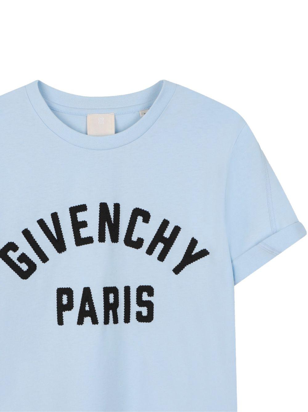 T-shirt da bambino Givenchy Kids azzurro con stampa logo H31109 77L GIVENCHY KIDS