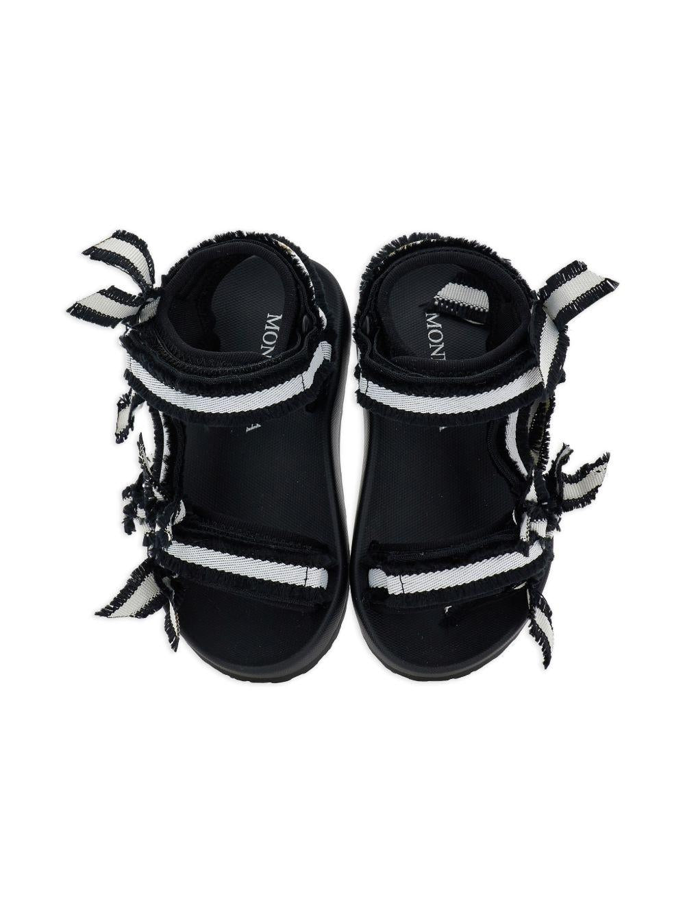 Sandali per bambina Monnalisa nero a righe 8CG000 7700 9950 MONNALISA KIDS