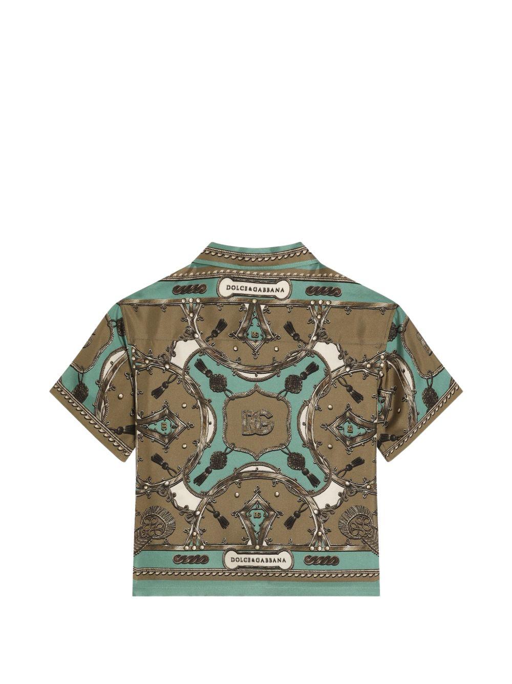 Camicia per bambino Dolce & Gabbana Kids marrone con motivo grafico L44S81 HI12C HV5XH DOLCE & GABBANA KIDS