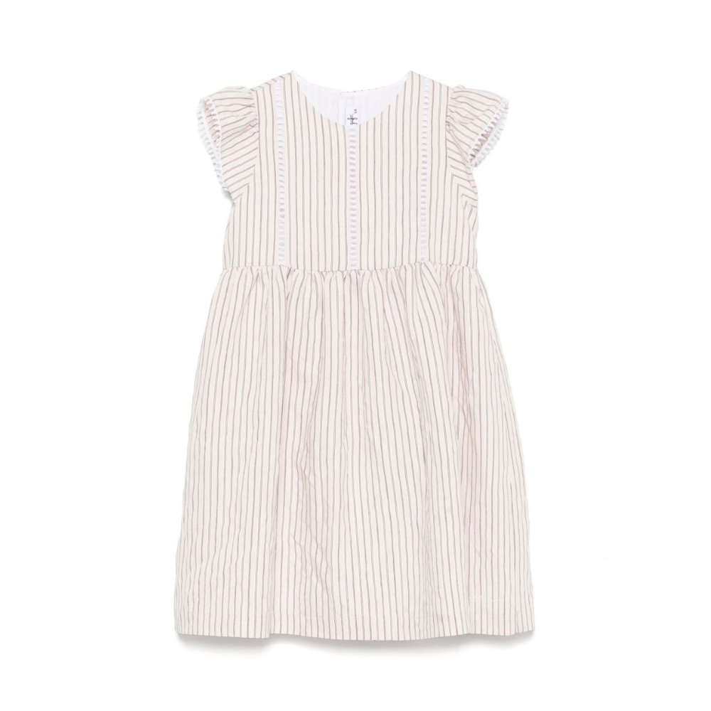 Abito per bambina Il Gufo rosa con motivo a righe verticali P25VM782R1000 304 IL GUFO
