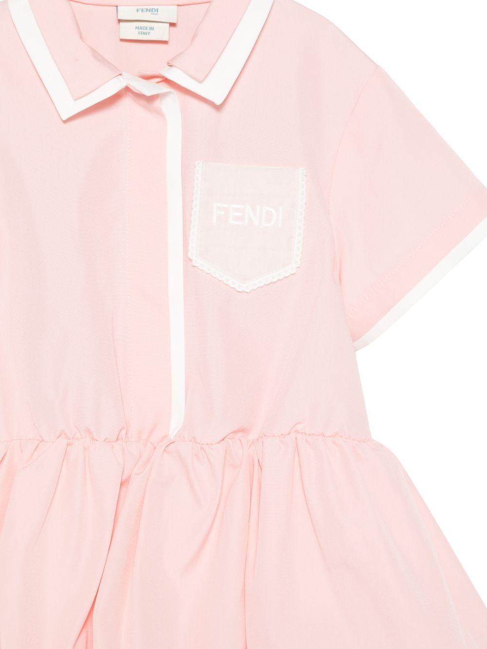 Abito per neonata Fendi Kids rosa con finiture a contrasto BFB611 AEXZ F1UL9 FENDI KIDS
