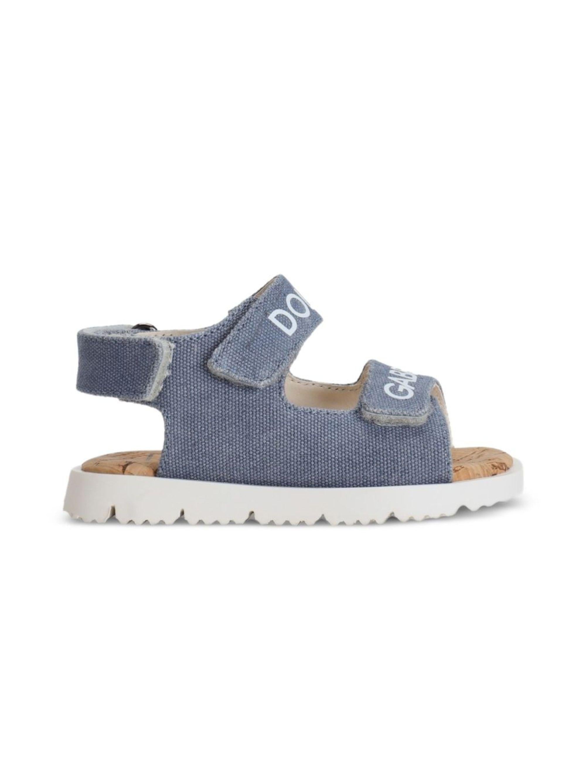 Sandali per bambino Dolce & Gabbana Kids in denim con Logo sui cinturini DL0092 AW520 80619 DOLCE & GABBANA KIDS