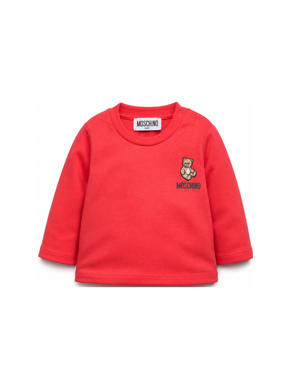 T-shirt per neonati Moschino Kids rosso con ricamo Teddy Bear MUO01DLAA10 50109 MOSCHINO KIDS
