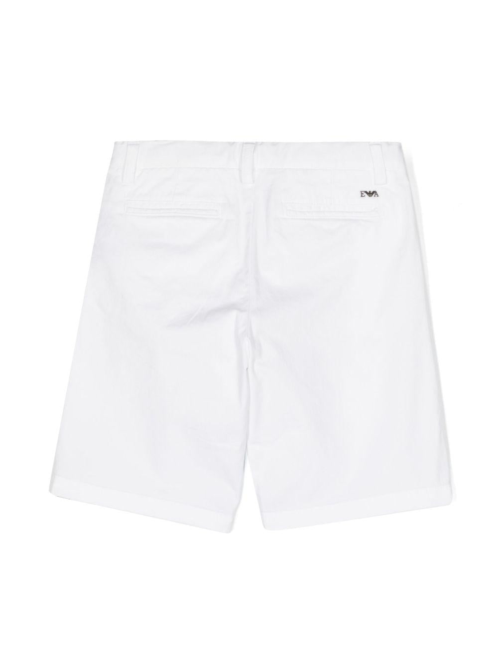 Bermuda per bambino Emporio Armani Kids bianchi con placca logo 8N4S60 4N6YZ 0100 EMPORIO ARMANI KIDS