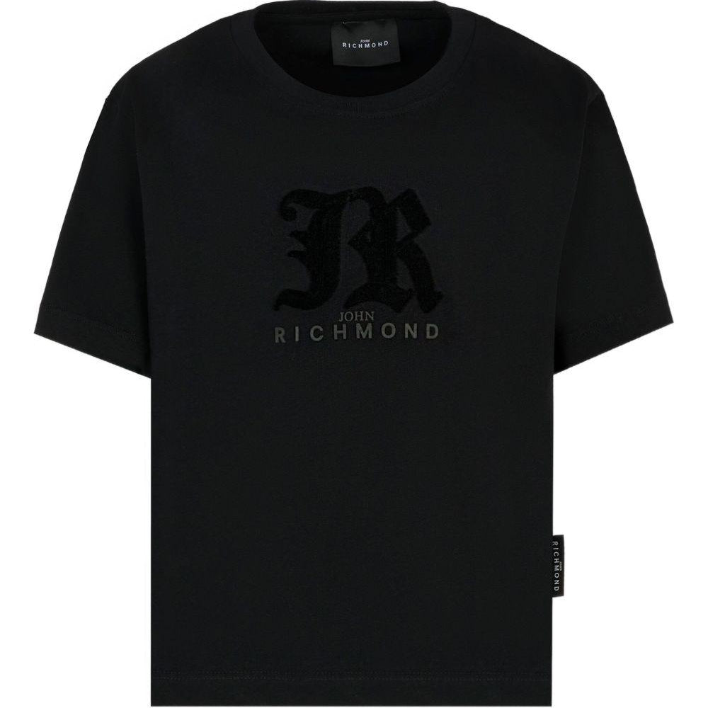 T-shirt per bambino John Richmond Junior nero con dettaglio logo RBA25008TS BLACK JOHN RICHMOND JUNIOR