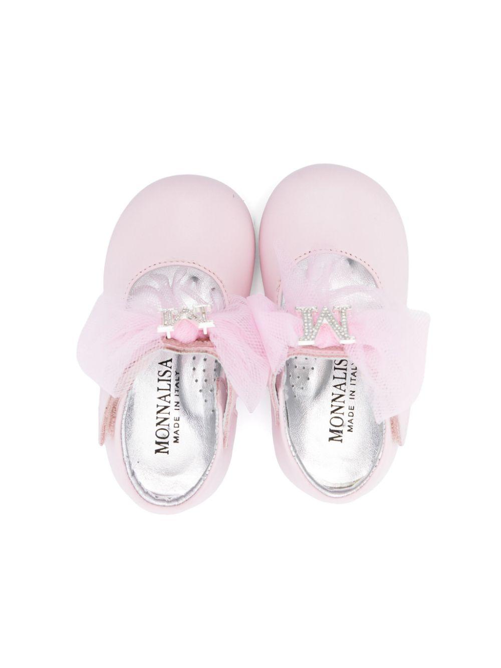 Ballerine per bambina Monnalisa rosa con placca con logo 83E006 5721 0090 MONNALISA KIDS